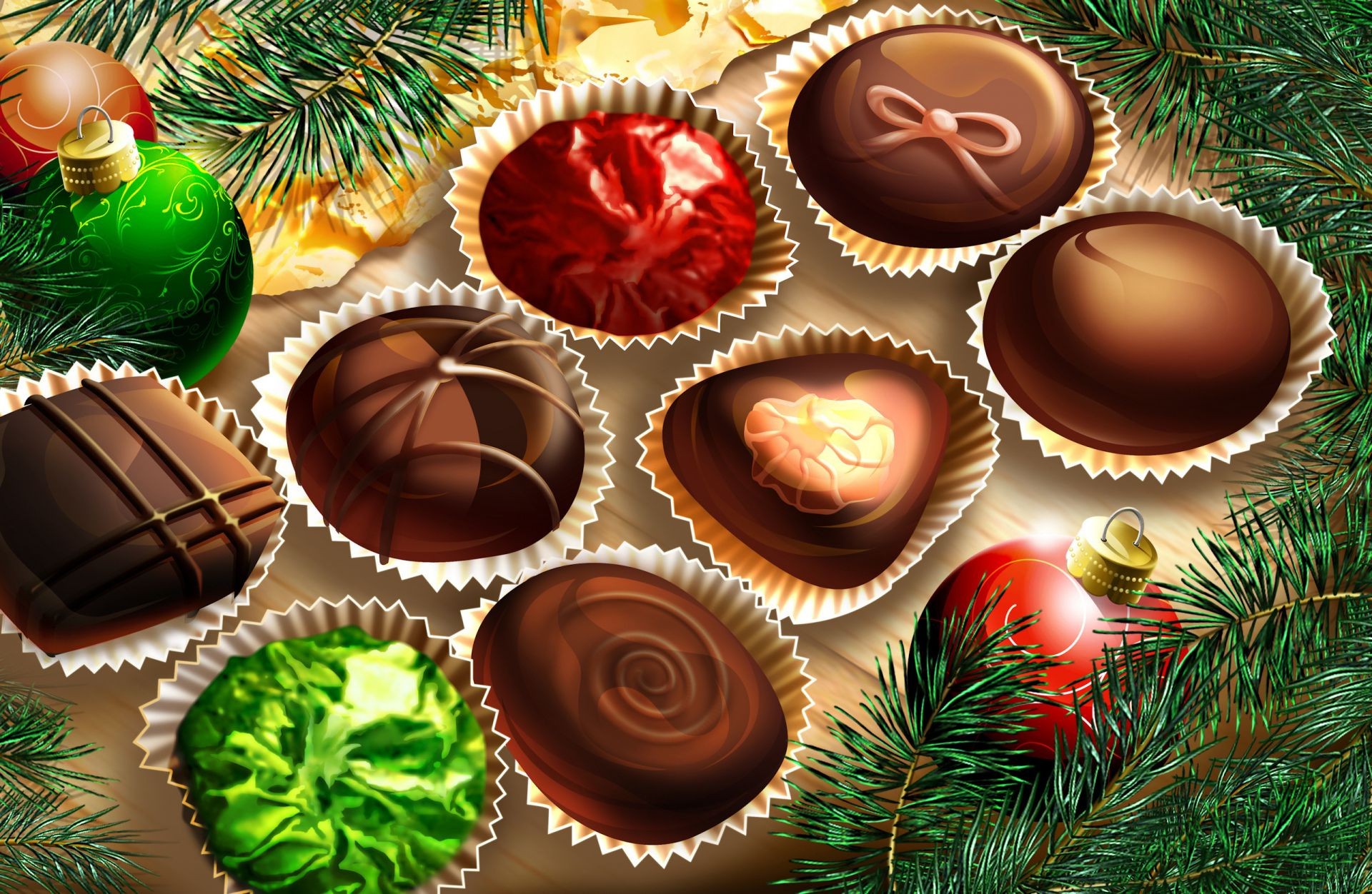 new year chocolate candy sweet sugar confection christmas delicious food dark gift celebration unhealthy decoration indulgence desktop refreshment milk truffle goody