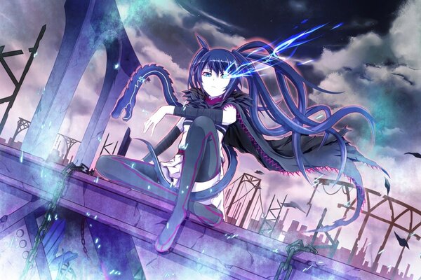 BLACK rock shooter llama ojo azul