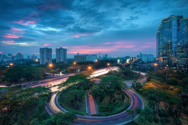 Urban highways in a residential area