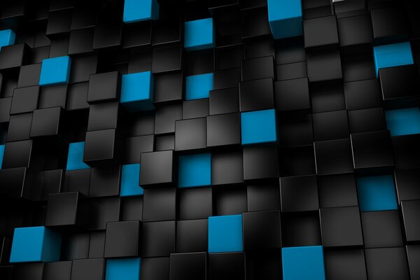 Geometric design of black and blue cubes
