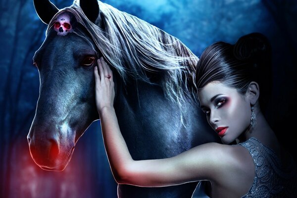 Фотосессия девушки и лошади в стиле фэнтези