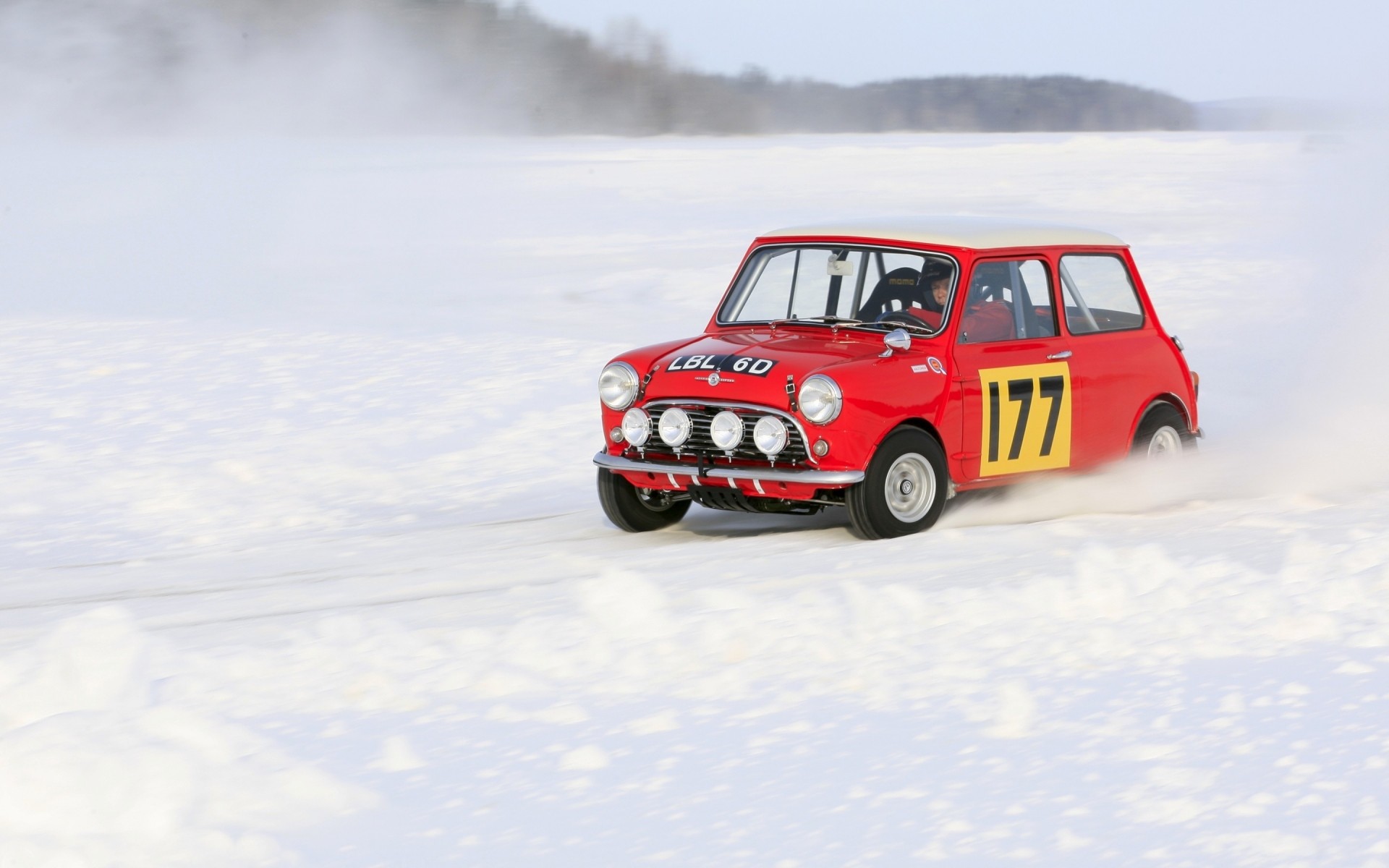 mini race snow vehicle car winter hurry track fast ice competition drift transportation system action drive rally road