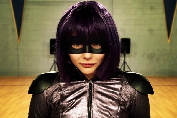 Superhero girl with purple hair