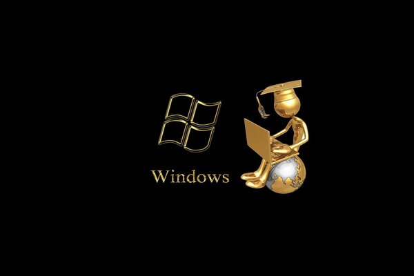 Golden Windows logo on the background