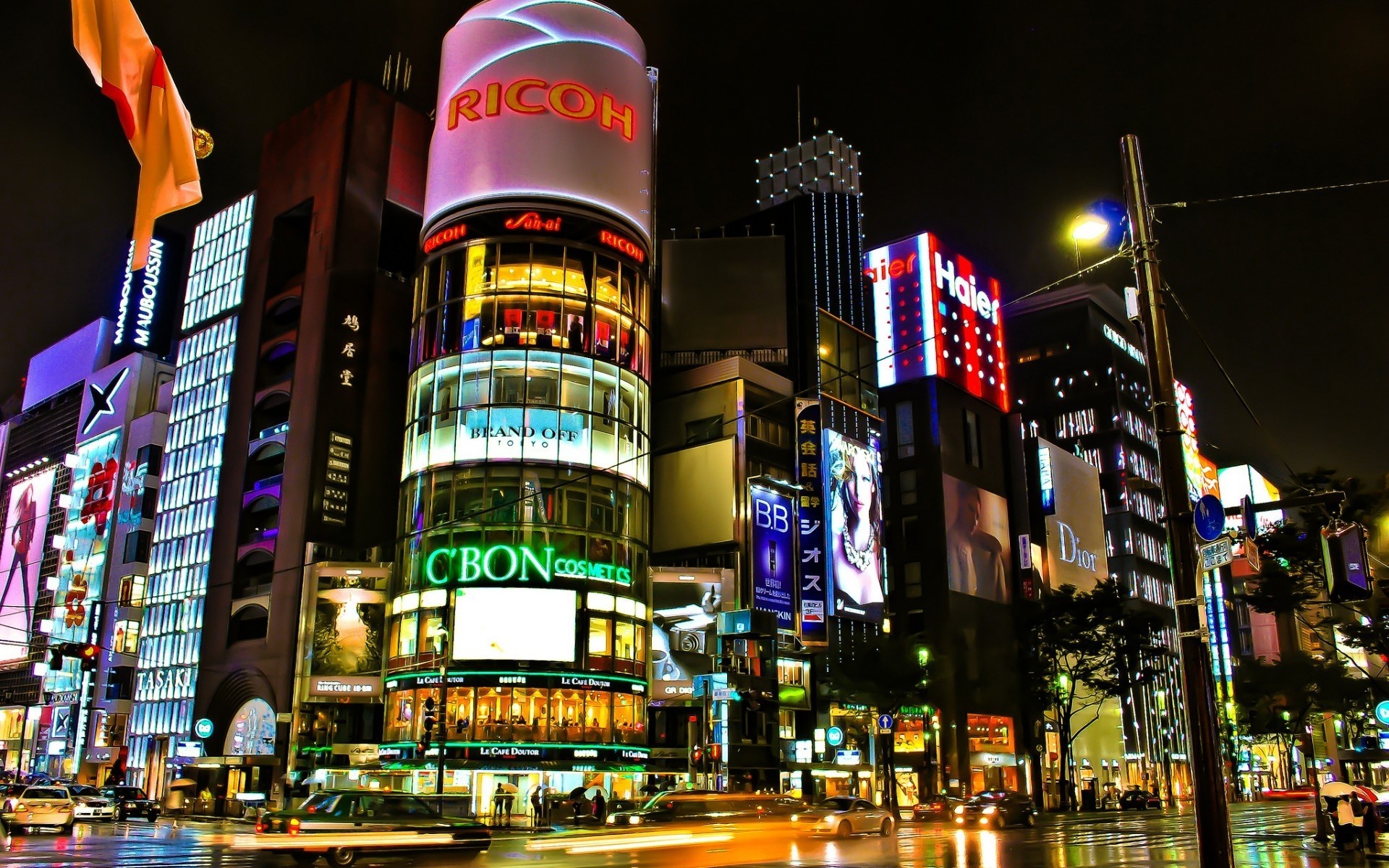 japan city downtown architecture urban street neon travel business building skyscraper cityscape modern dusk evening illuminated reflection tokyo lights