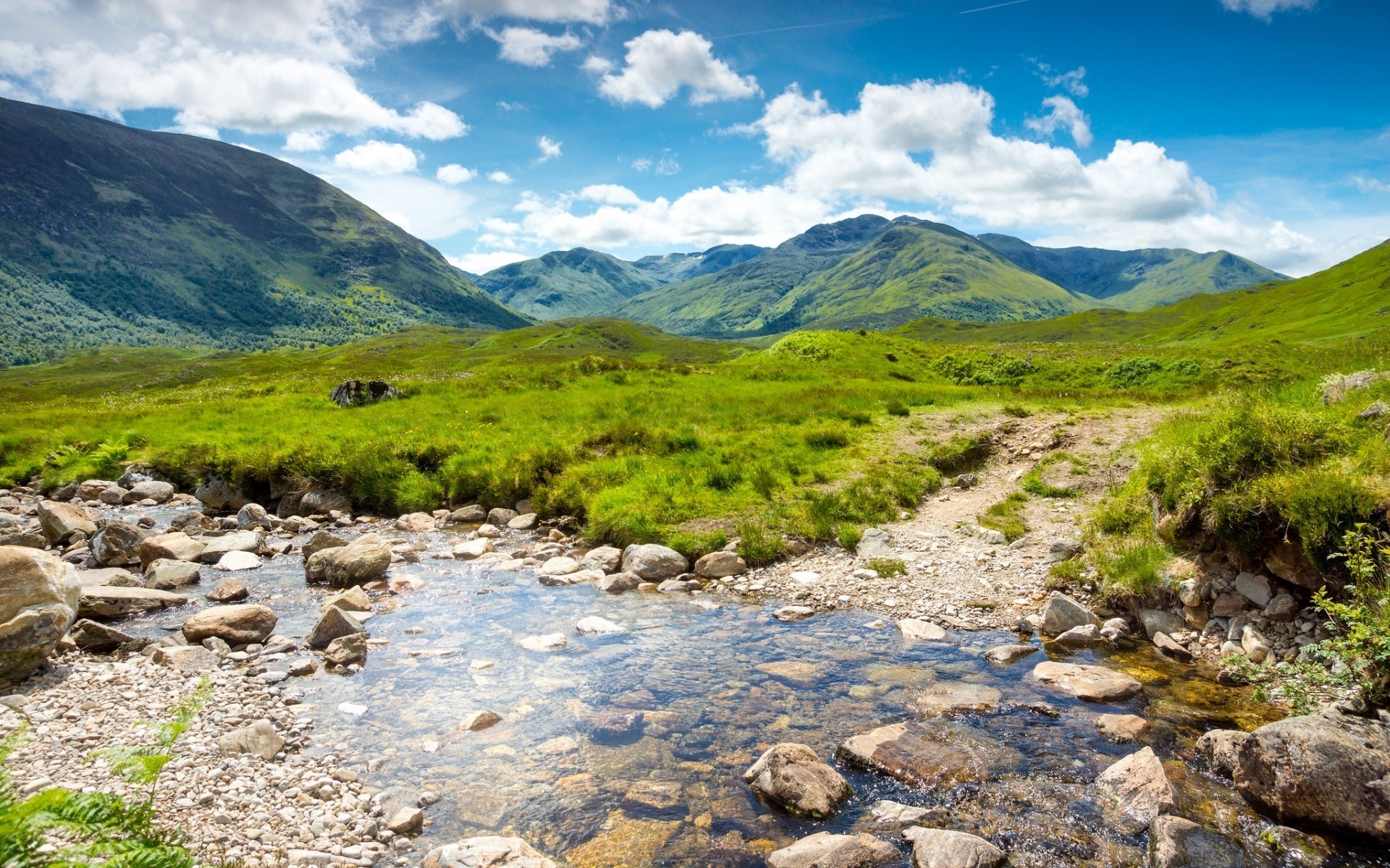 united kingdom landscape nature mountain sky travel water outdoors rock summer grass valley scenic hill river uk scotland mountains