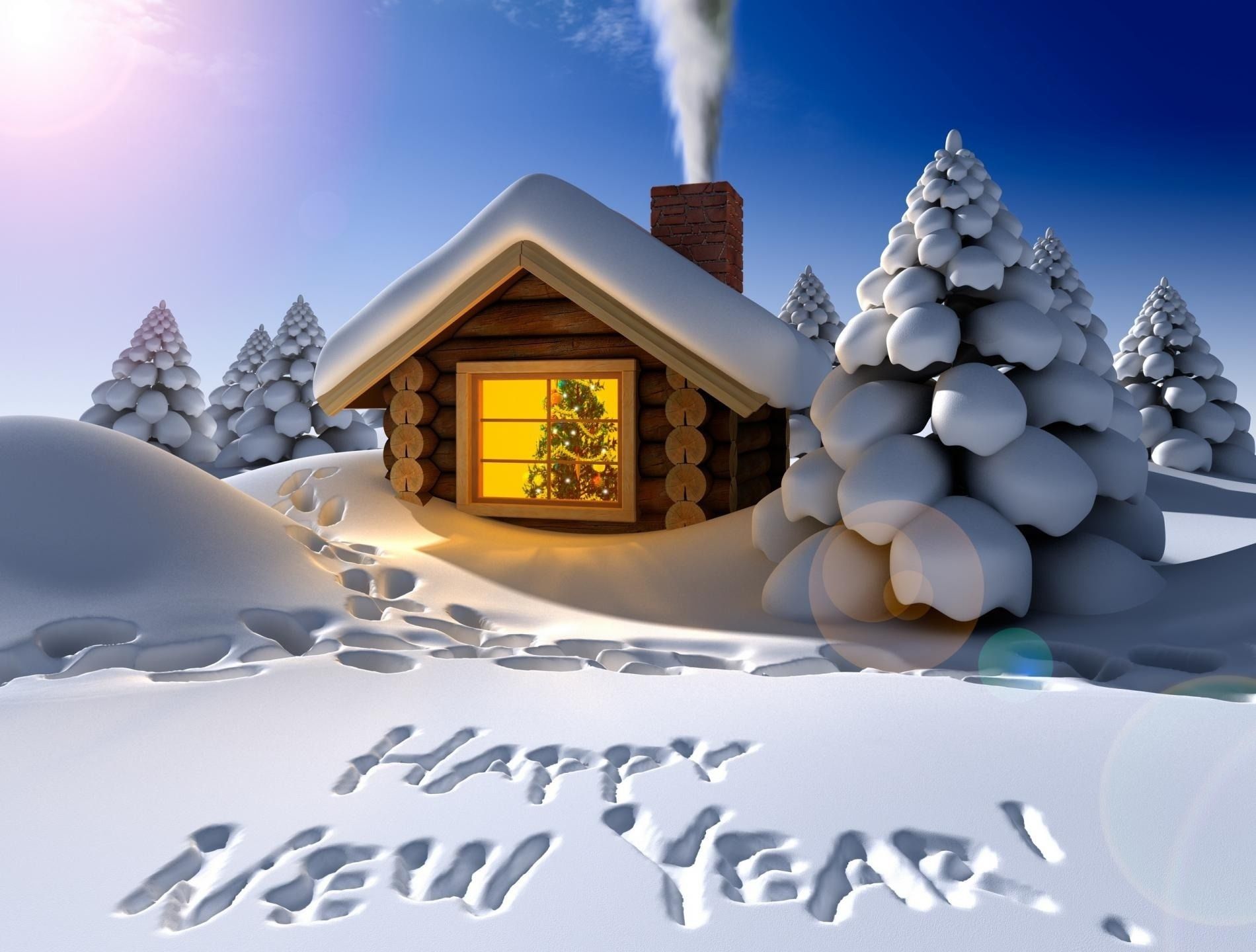 new year snow winter christmas cold season house landscape ice snow-white sky frost tree frozen bungalow desktop fir nature