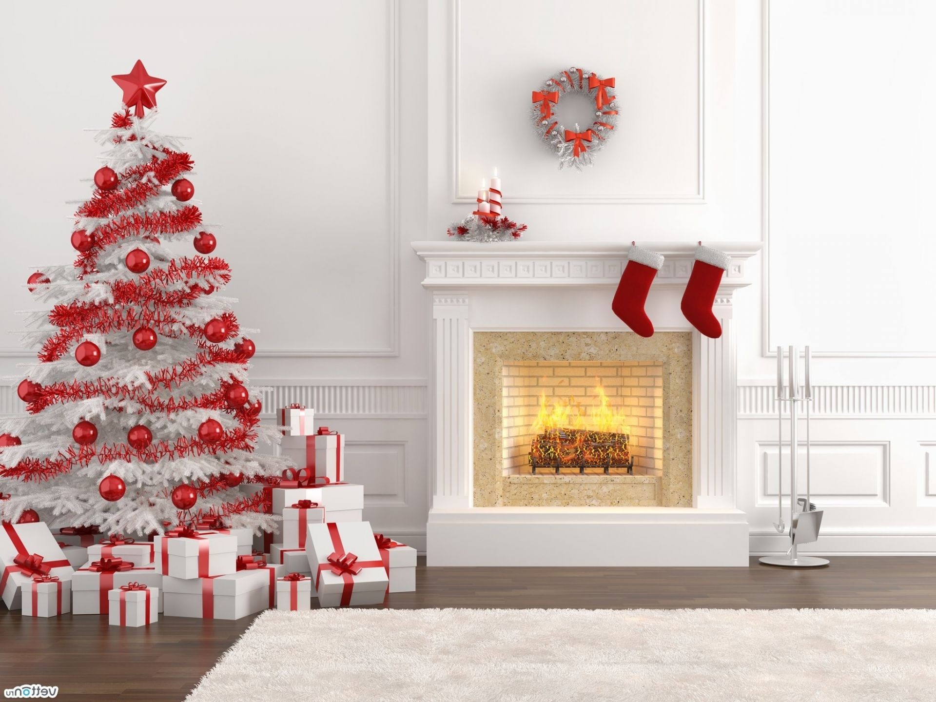 ano novo natal decoração inverno família dentro de casa árvore de natal quarto design de interiores dentro