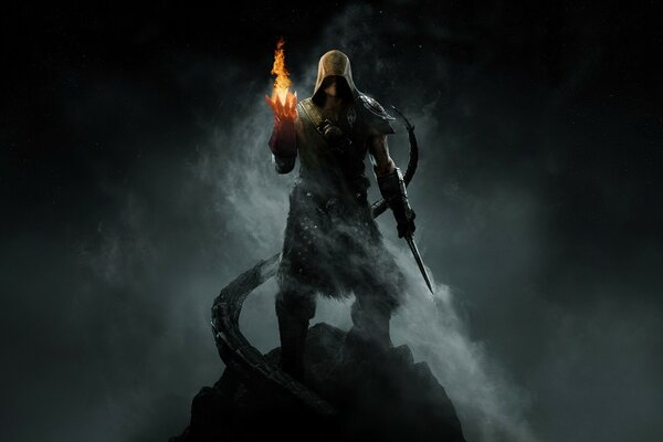 Other games. A warrior holds a flame in his hand