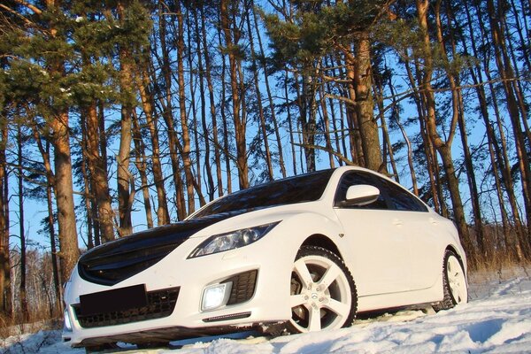 Schnee Mazda 6 Bäume