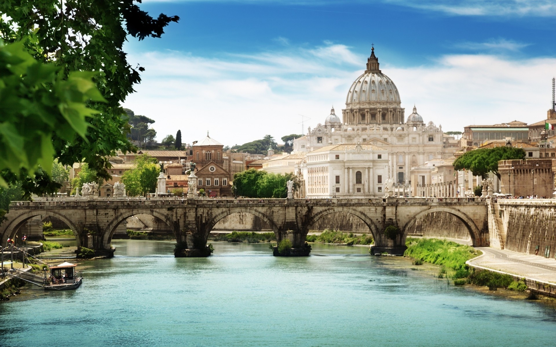 italy architecture travel river water building tourism city sky bridge landmark outdoors church fountain old vacation ancient rome vatican