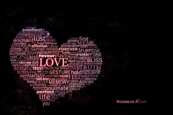 The word love in the heart of words