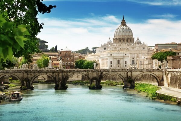 View of the Vatican from the side of the bridge