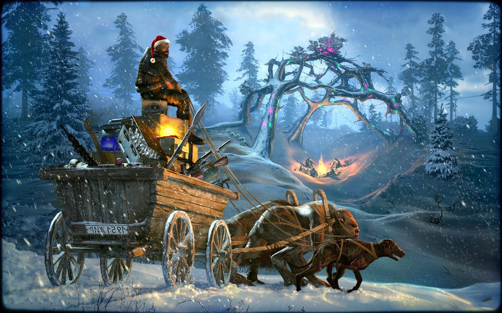 new year snow winter cold ice wood transportation system christmas vehicle