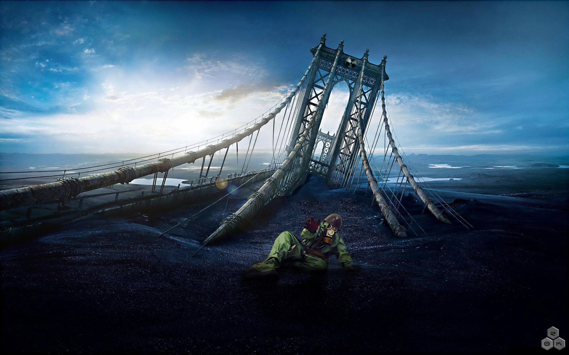 photo manipulation water bridge landscape ocean sky travel sea sunset transportation system vehicle dawn suspension bridge