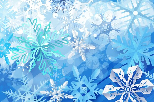 Illustrazione di Capodanno. Fiocchi di neve colorati