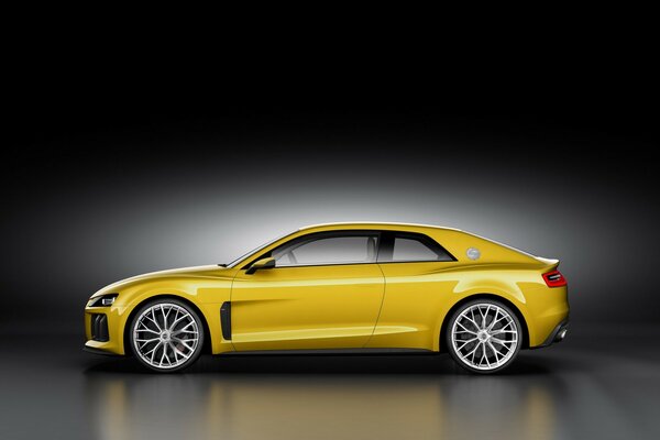 Profile of the new yellow Audi car