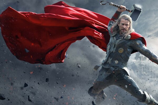 Thor et le marteau en rouge