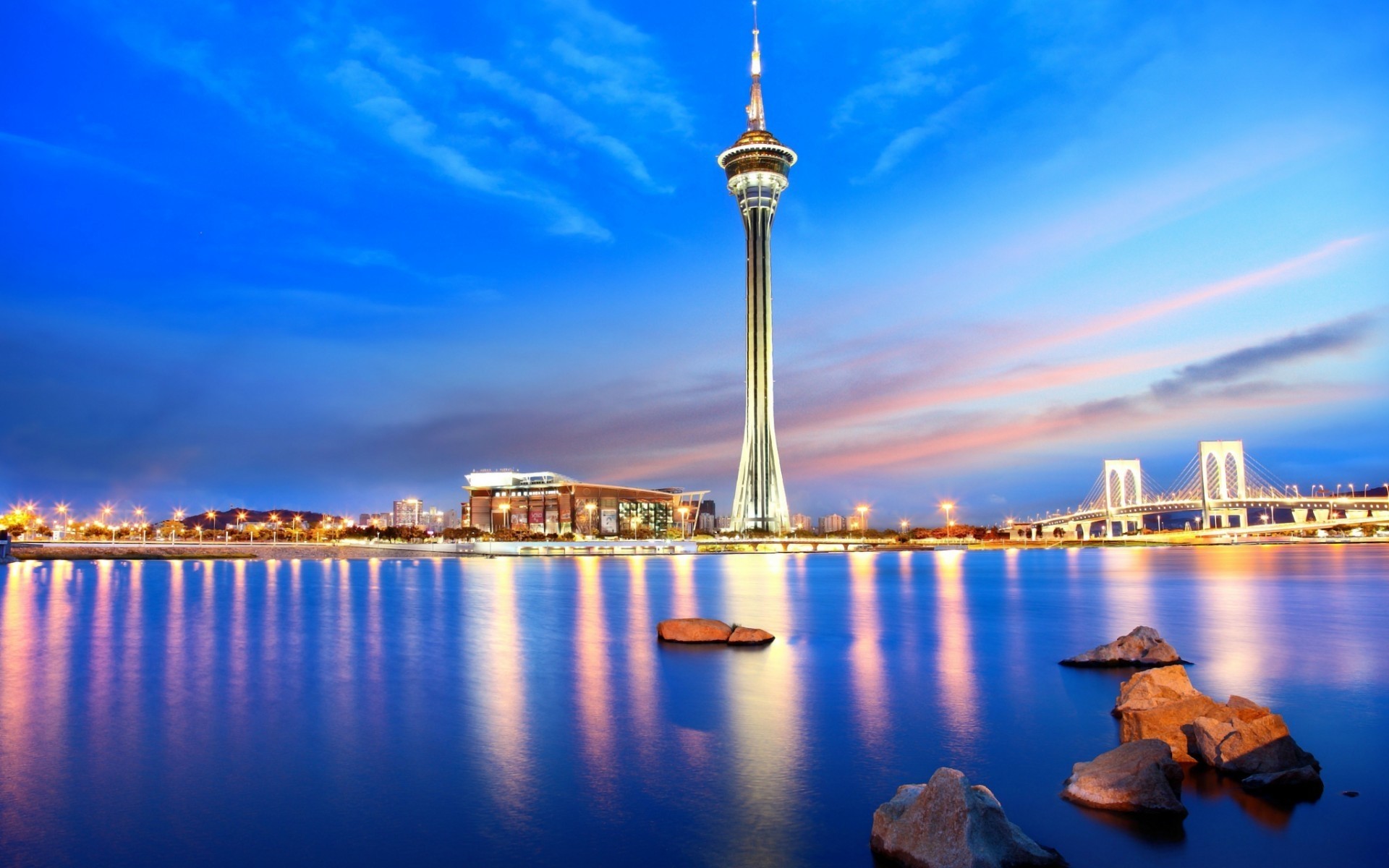 china architecture water travel city dusk sunset sky cityscape evening outdoors building skyline landmark dawn reflection river urban illuminated waterfront macau macao