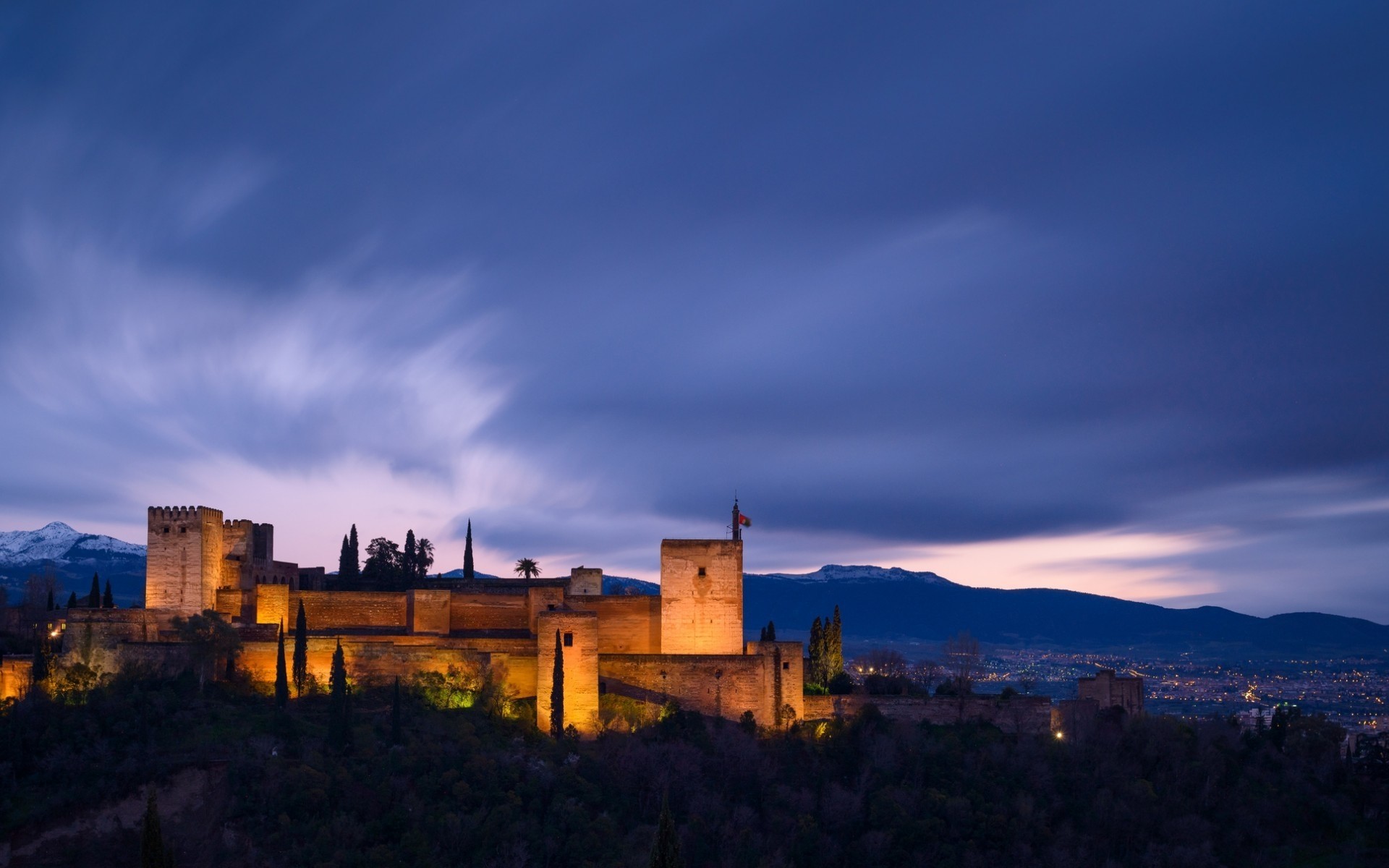 españa arquitectura viajes puesta de sol cielo ciudad al aire libre castillo noche crepúsculo torre casa granada paisaje