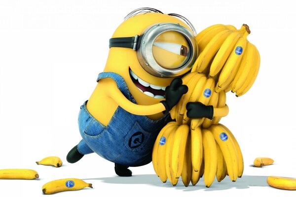 Minion e banana fundo branco