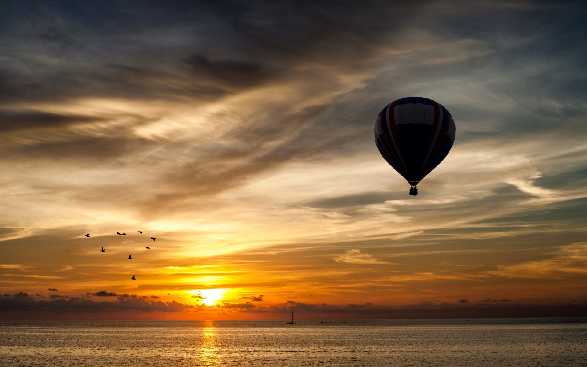 paysage coucher de soleil soleil aube crépuscule soir ciel eau ballon paysage