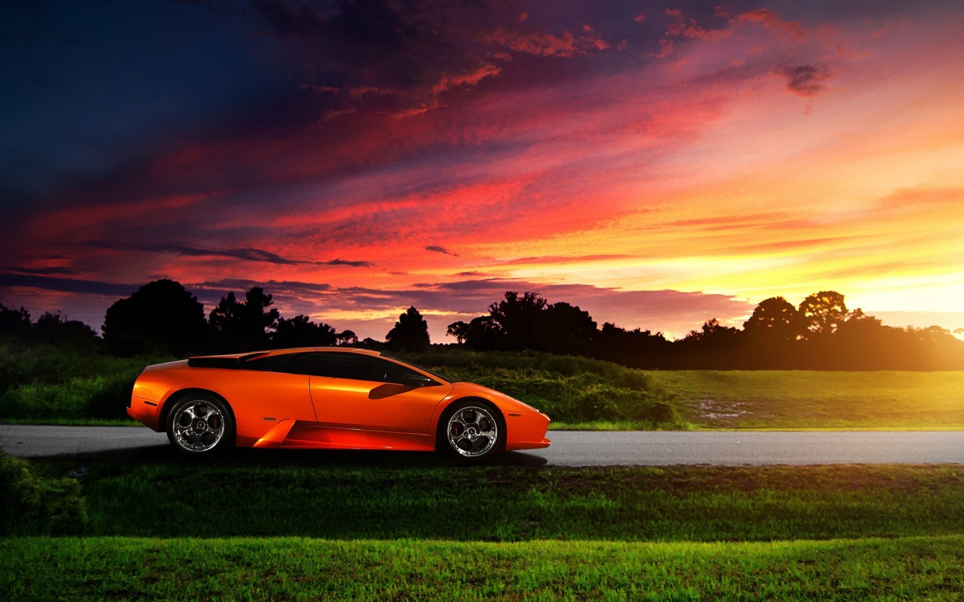 lamborghini puesta del sol coche coche amanecer cielo paisaje sol lamborghini mursielago