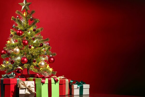 New Year s gifts under the Christmas tree