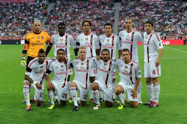 Sports football team at the stadium