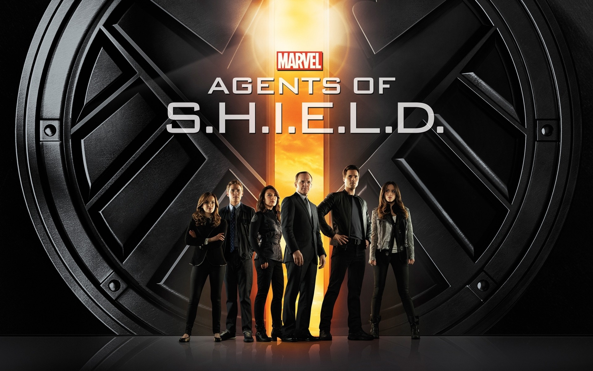 serie tv indoor affari illustrazione tecnologia agenti di shield