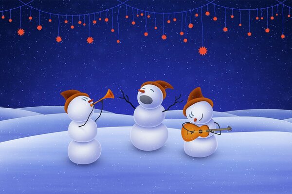 We both dance and sing - we are a trio of perky snowmen