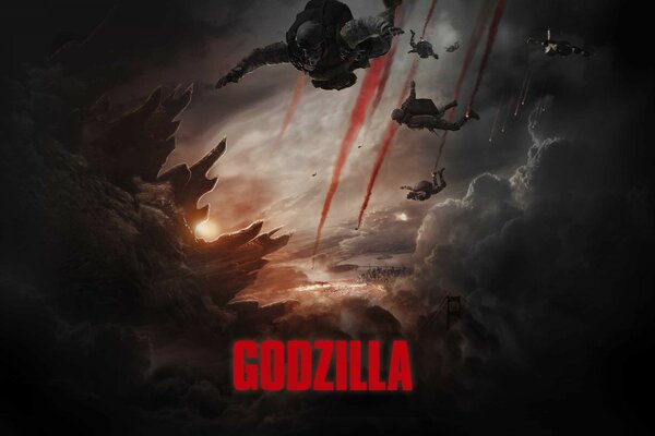 Ein dunkler Bildschirmschoner aus dem Godzilla-Film