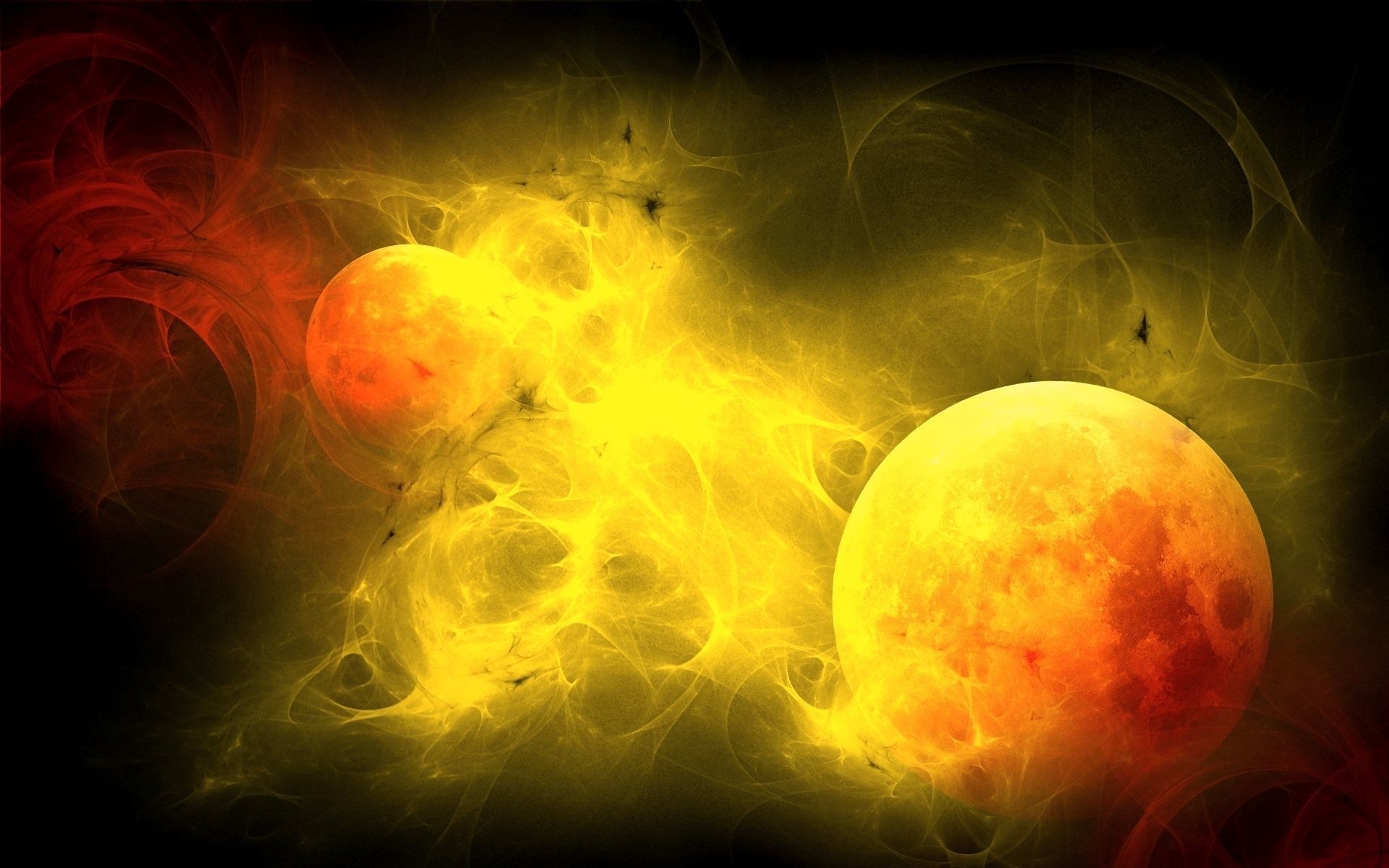 space desktop abstract color flame light art fantasy energy dark texture surreal graphic round planet planets fire