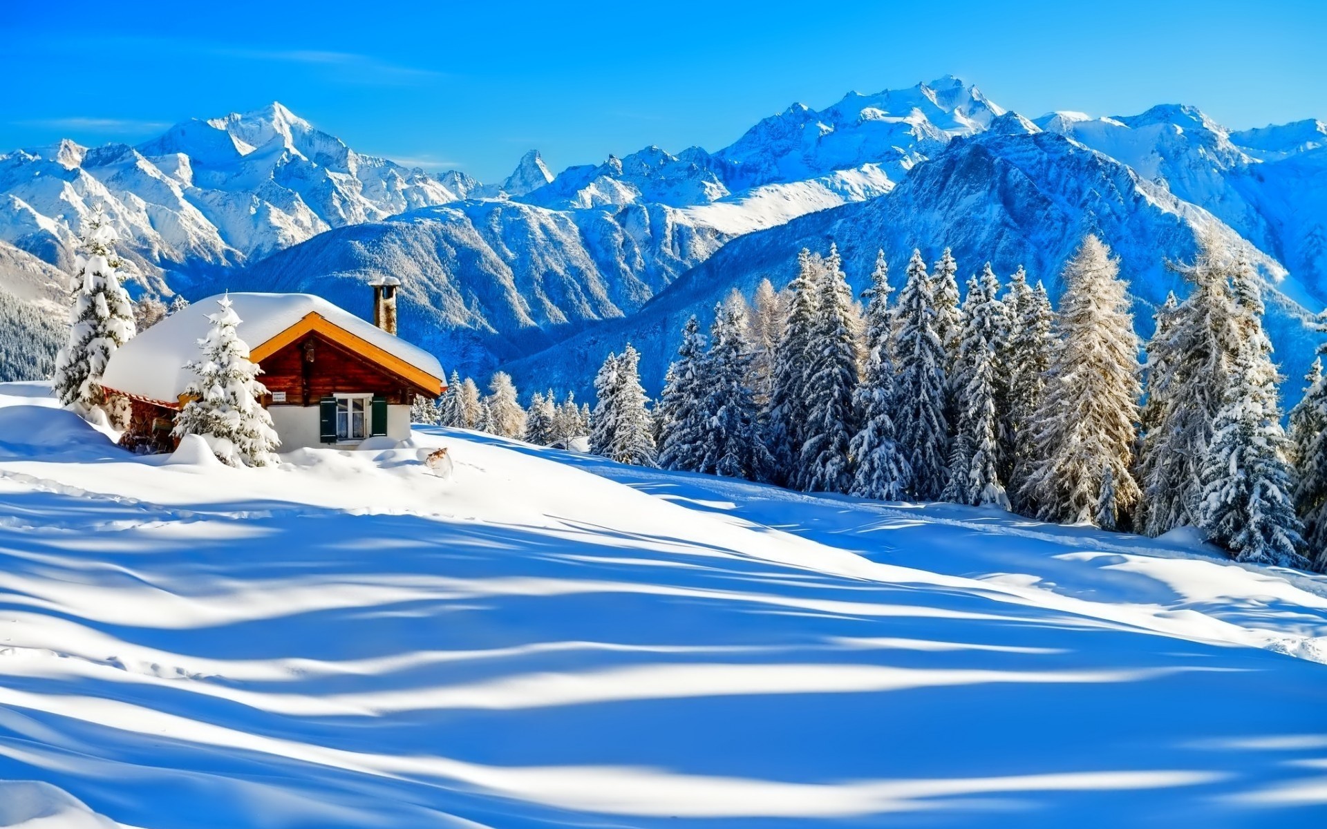 winter snow mountain cold ice resort wood mountain peak alpine chalet scenic snowy hut frost ski resort frozen forest landscape winter landscape