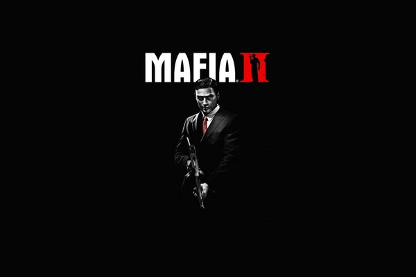 A character from the game Mafia 2 on a black background