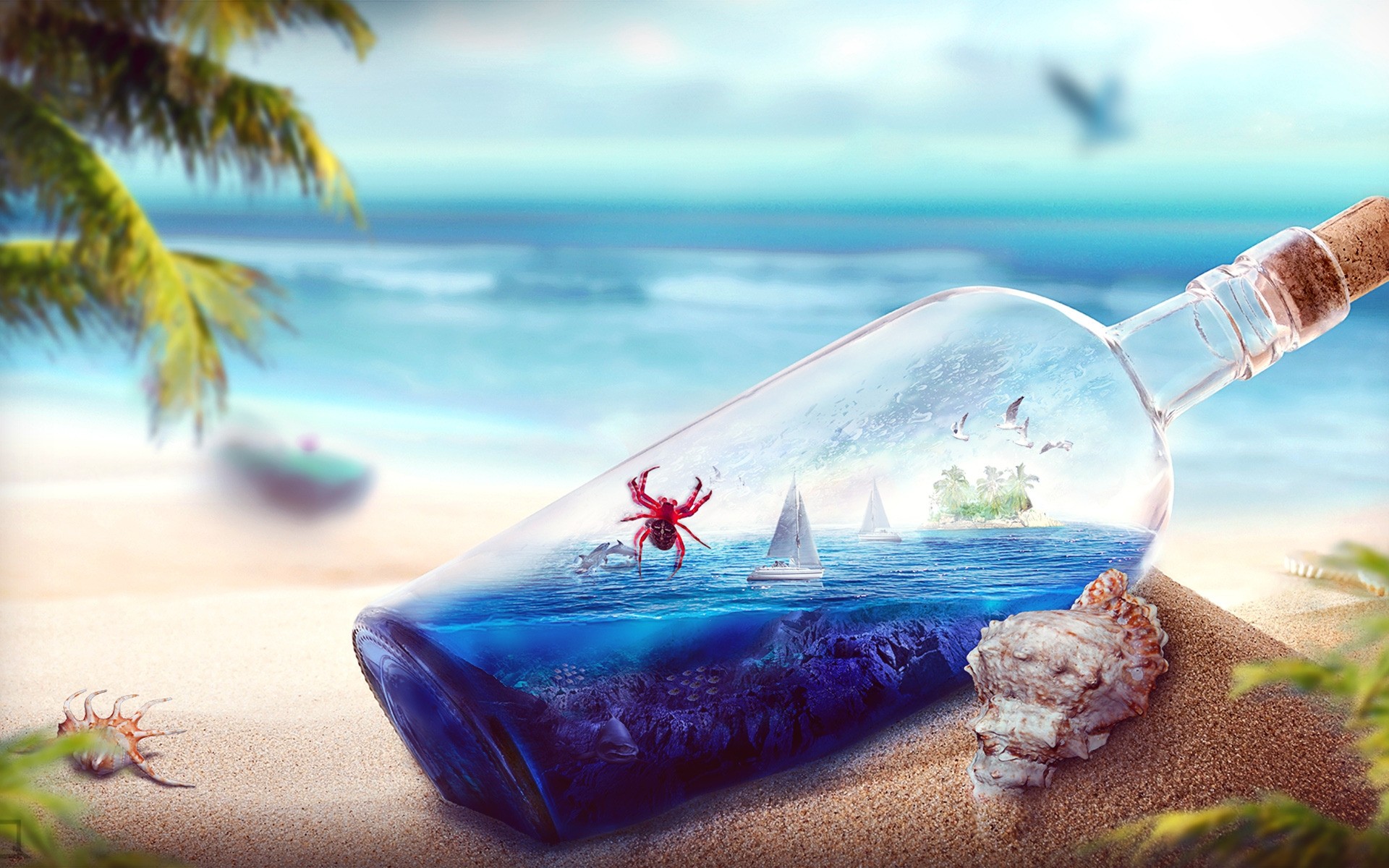 photo manipulation beach ocean sea sand water summer seashore vacation tropical relaxation nature travel sun island fair weather sky resort shore