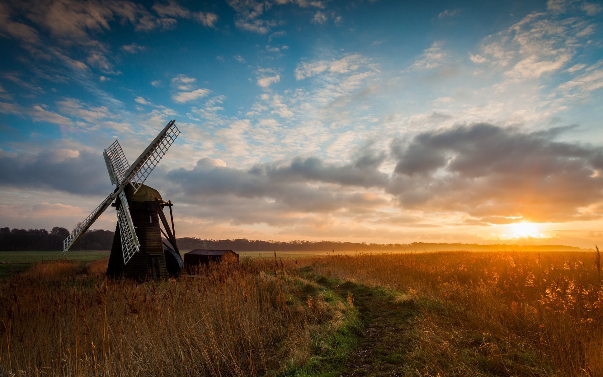 paysage moulin à vent coucher de soleil paysage ferme agriculture ciel aube vent blé campagne champ soleil soir meuleuse herbe terres cultivées à l extérieur crépuscule nuage