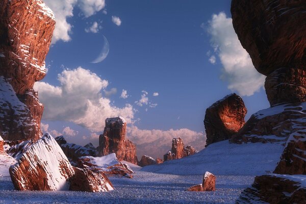 Paisagem montanhas inverno dia