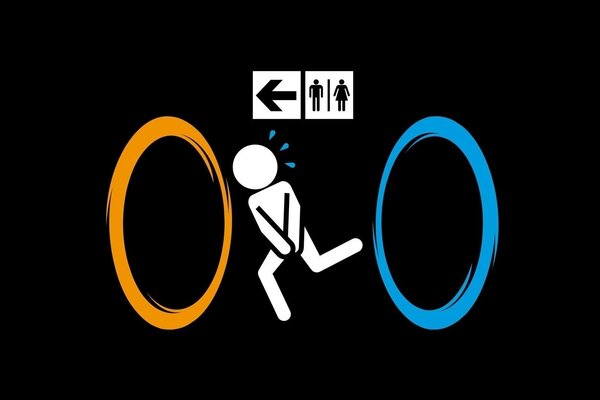 Illustration of a man running to the toilet