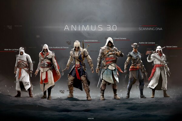 Die Helden des Videospiels Assassins Creed