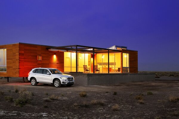 Big beautiful house with a car