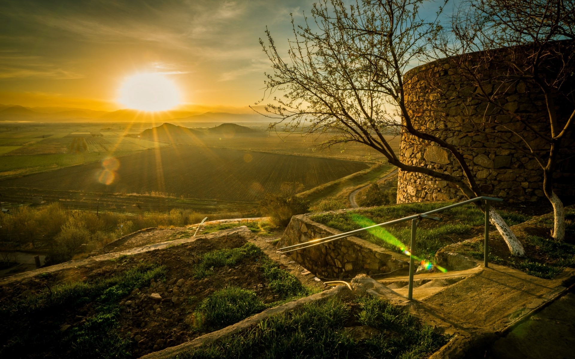 other city landscape dawn sunset nature tree light evening travel sky fog water outdoors wood mist dusk fall sun river sunrise armenia ararat land