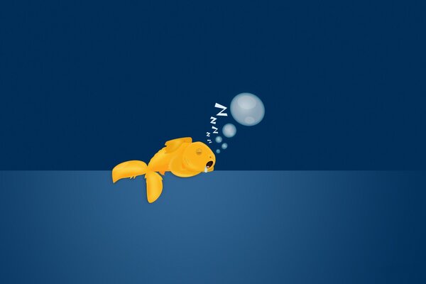 Yellow fish on a blue background