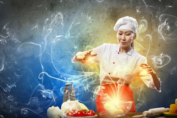 Chef asiatique créatif