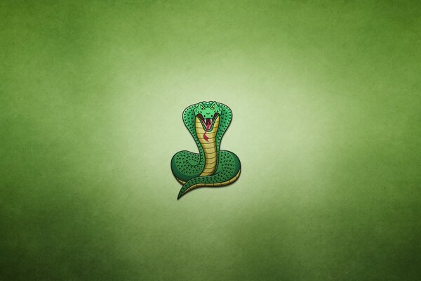 Yeşil arka plan üzerinde yeşil kobra