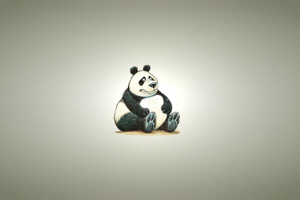 Dessin d un Panda luxuriant sur fond gris