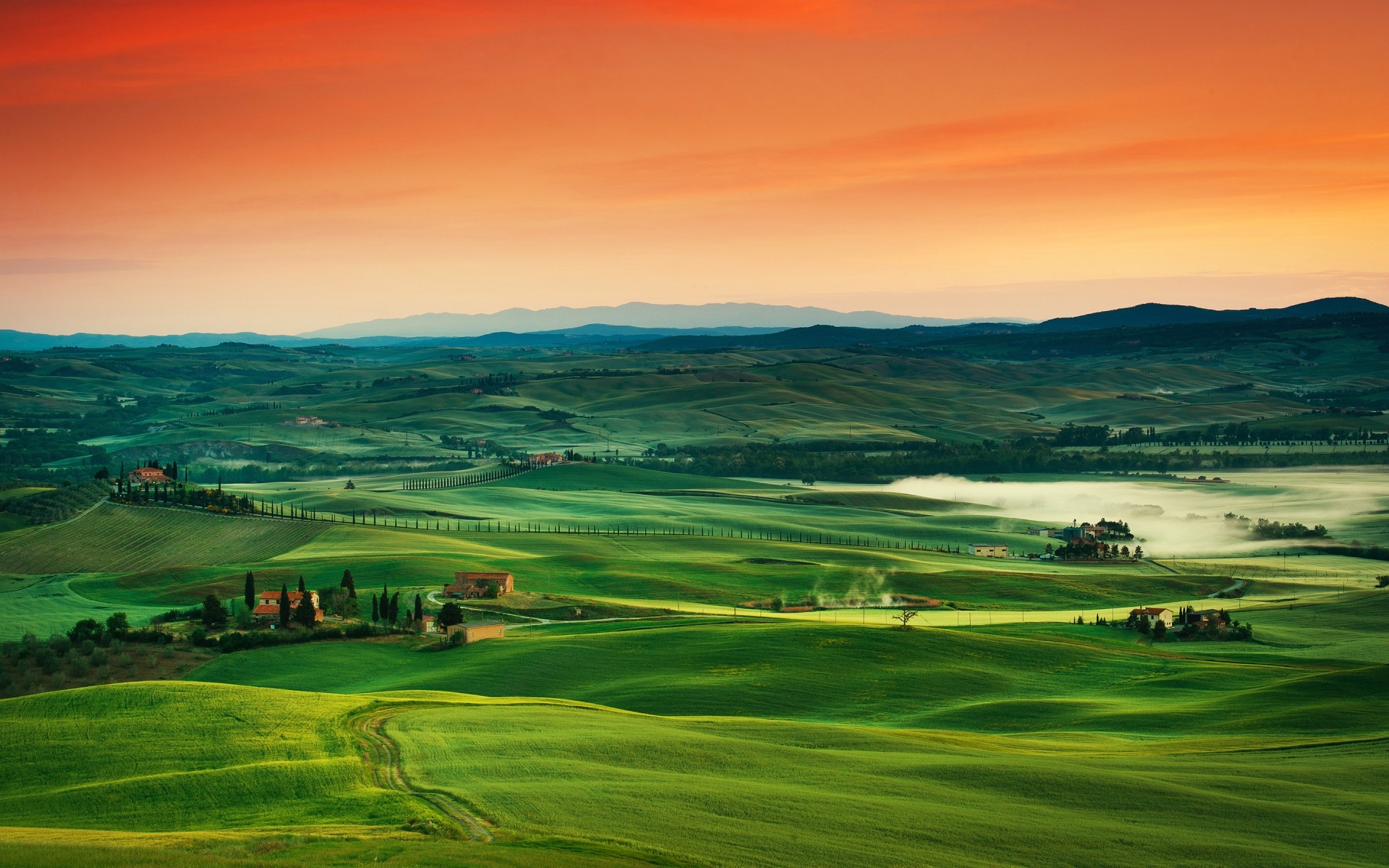 italy nature grass travel outdoors landscape sky countryside summer rural golf water sunset cropland tuscany fields