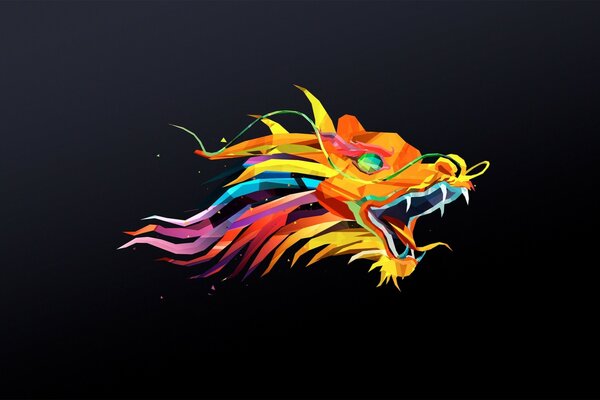 Abstraction of a Chinese dragon on a black background