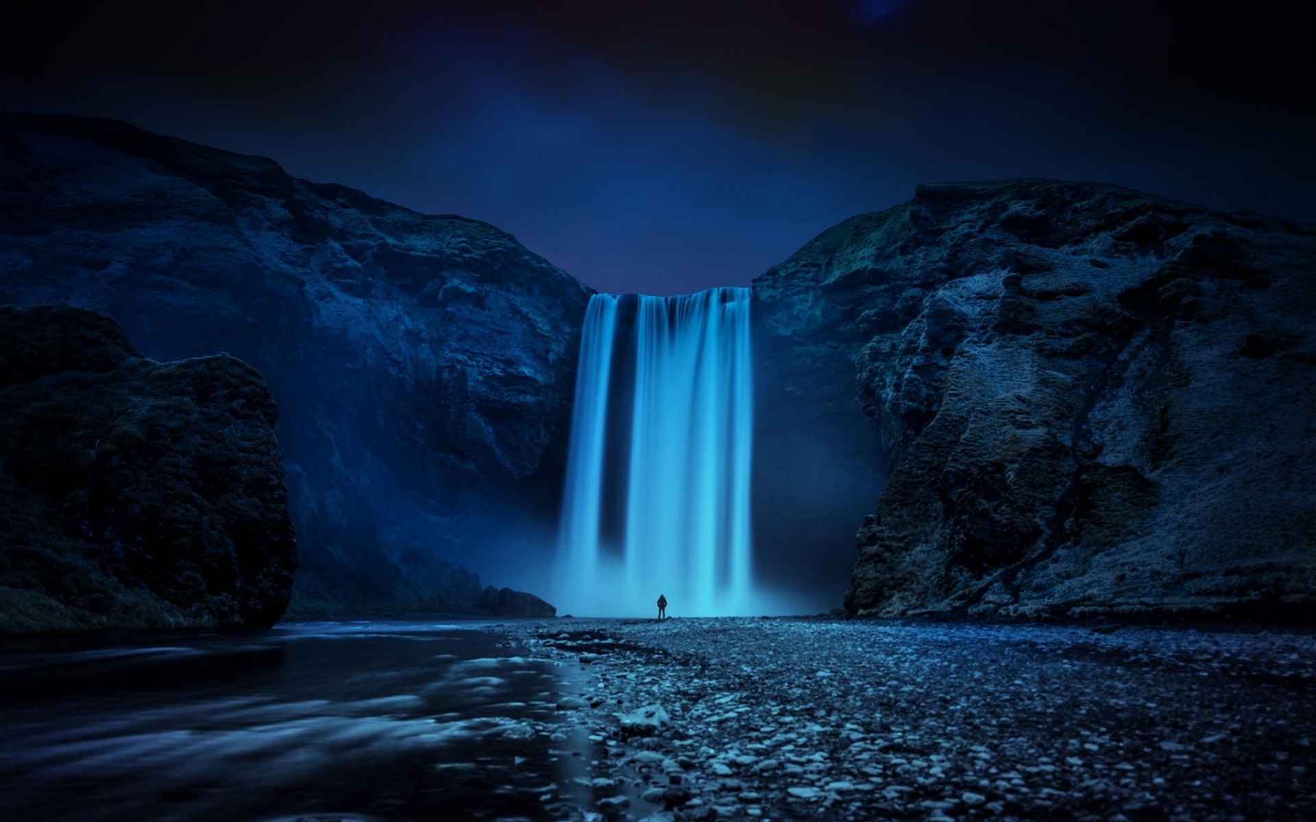 andere städte wasser fluss wasserfall reisen abend natur himmel sonnenuntergang landschaft fotografie im freien bewegung mond licht dämmerung dämmerung reflexion island felsen skogafoss-wasserfall