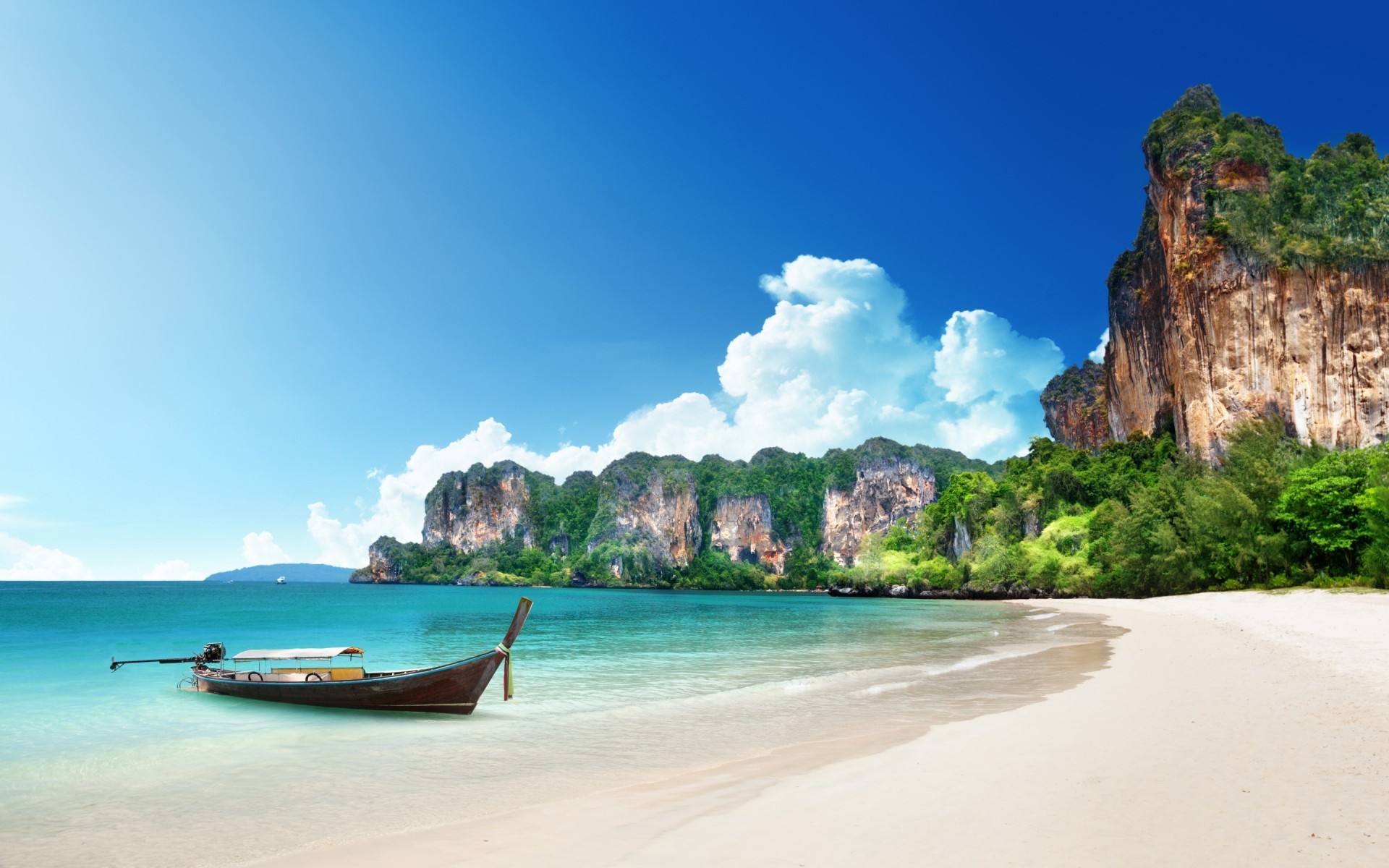 landschaft meer reisen strand wasser tropisch insel sand türkis ozean idylle urlaub sommer meer landschaft bucht exotisch entspannung natur paradies boot landschaft